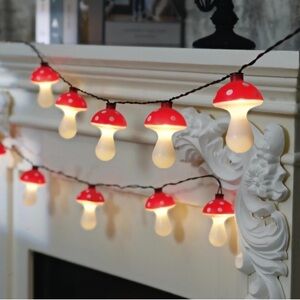 Mushroom Hippie Retro 70’s String Fairy led lights 10 Indoor only 6.5 Feet NWT